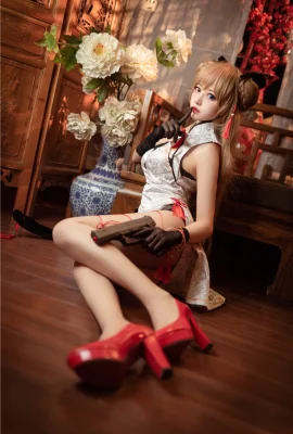 Cosplay Cheongsam Tahun Baru Bunga Gula Lebah MK23 “Girls Frontline”[CN: Shika Xiaolulu](17 foto)