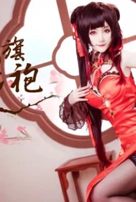 Cosplay Cheongsam Bunga Persik Tokisaki Kurumi “Date A Live”[CN: ikan mas yui](9 foto)