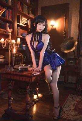 Shuimiao aqua Tifa cheongsam dan gaun