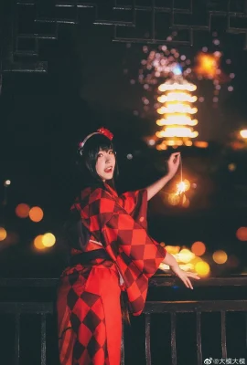 Date A Live Tiga pasang yukata festival musim panas ekor kuda Tokisaki Kurumi @大model大model (9 foto)