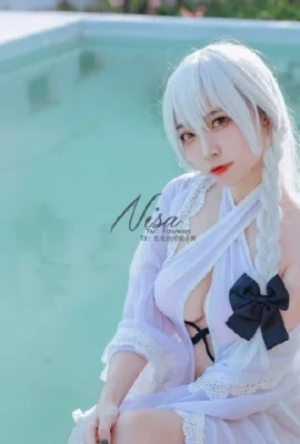 Baju Renang Azur Lane Hermione Cos Liburan Santai Putih Murni cn Erzuo (9 foto)