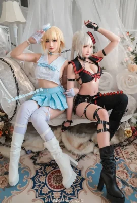 FGO hitam putih kostum Joan of Arc cos harta karun misterius Momoko Aoi & Guaxi Jiang (11 foto)