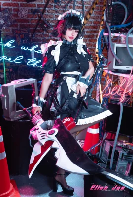 Jepang sexy lolita Byoru-Ellen Joe tema seksi tali hitam kostum seksi dengan stoking hitam menunjukkan gambar panas godaan gerah foto 60P