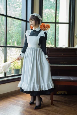 Kecantikan online yuuhui yuhui maid game tema seksi terbuka-end hitam sutra renda pakaian dalam dengan stoking sutra hitam menunjukkan foto godaan tubuh yang sempurna 147p